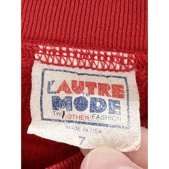 L’autre Mode Vintage Made In USA Red Eternally Cool Crewneck Sweatshirt Youth 7 - Picture 3 of 4